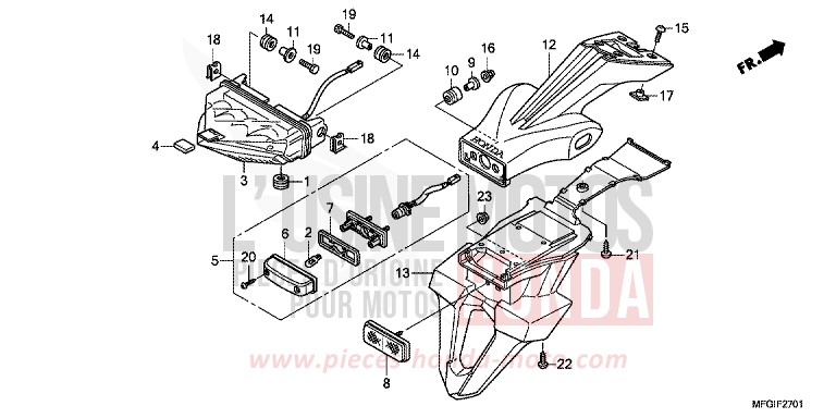 TAILLIGHT (2) for CB600F Hornet PEARL SPRINT YELLOW (Y211) from 2011